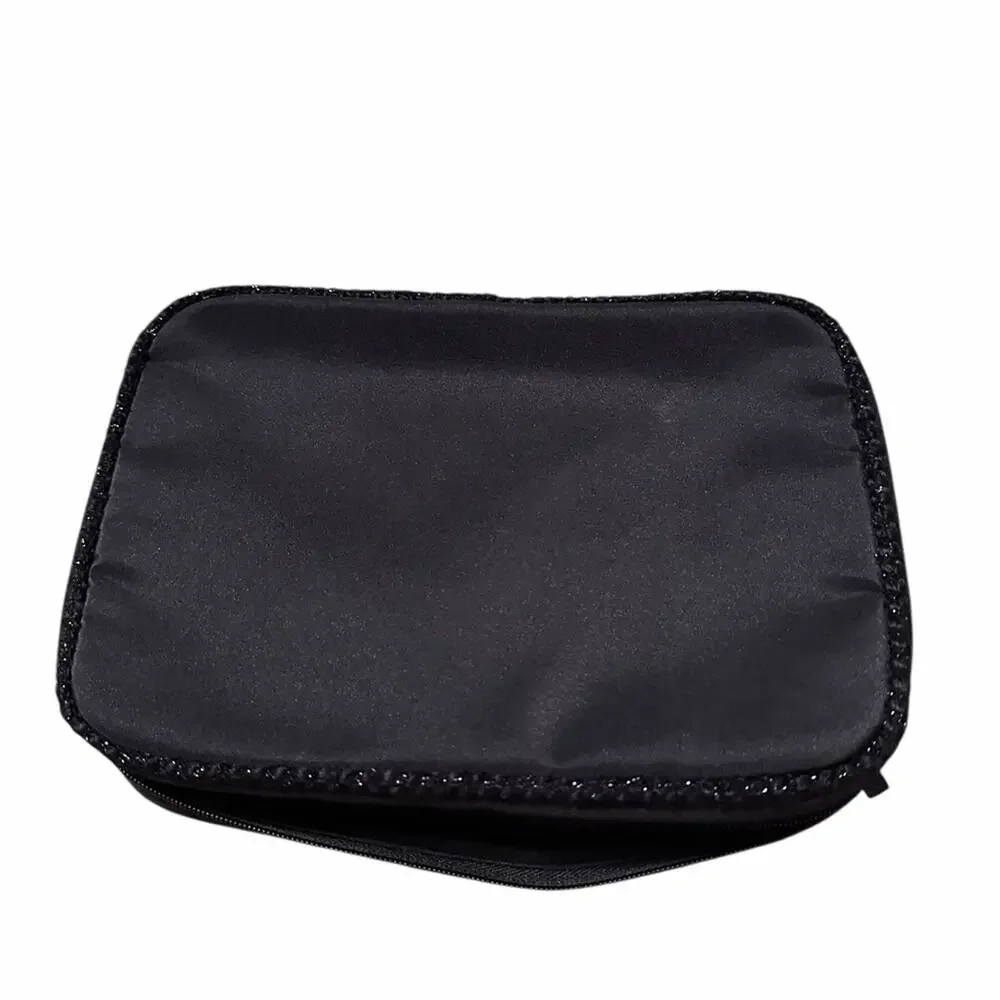 CHANEL Black Logo Zip Makeup Pouch with Trim